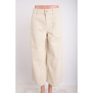 Triarchy Womens Wide Leg Cropped Gaucho Jeans Off White Ivory US 0 EU 25 New
